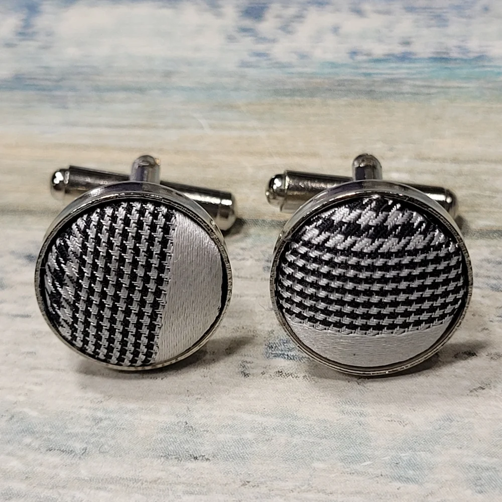 Fabric Black and white Cufflinks
